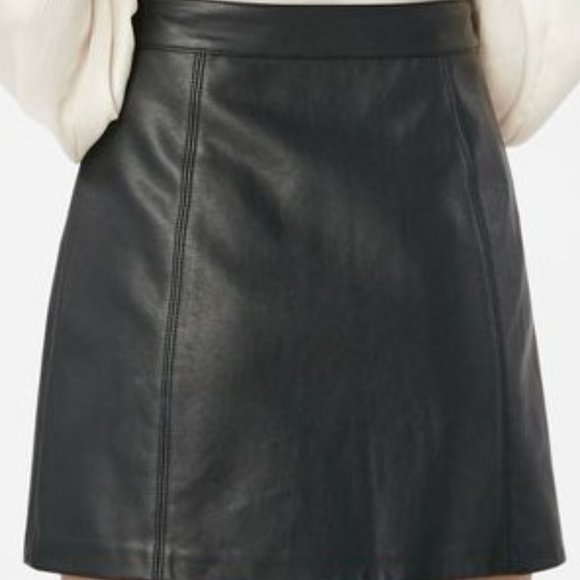 Faux Leather and Suede Front Button Skirt - Picture 2 of 6